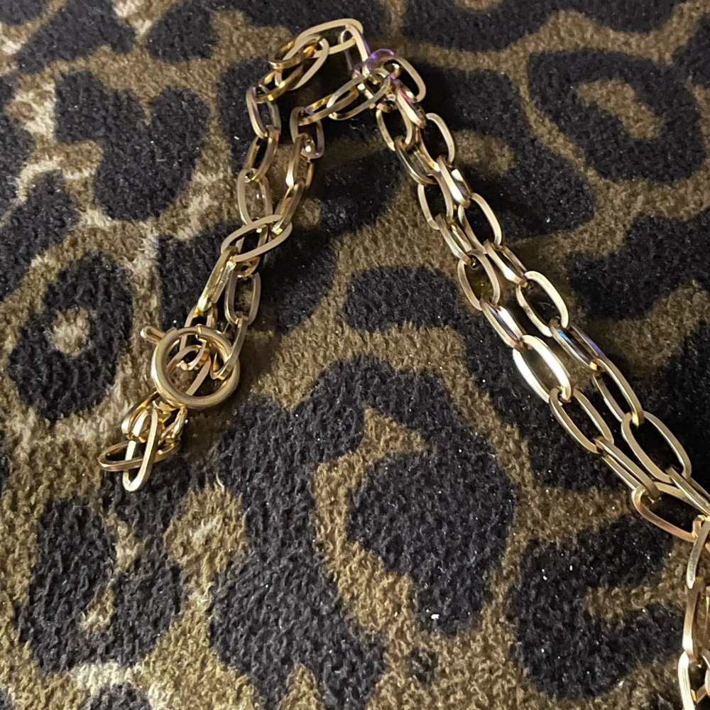 New gold plated paperclip necklace adorable necklace sz 24” - Picture 3 of 3